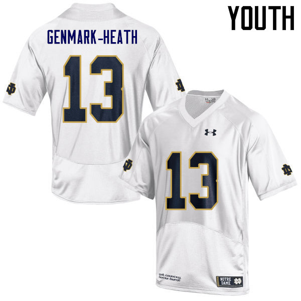 Youth #13 Jordan Genmark-Heath Notre Dame Fighting Irish College Football Jerseys Sale-White